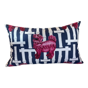 Asian Style Pink Dog Statue Pillow