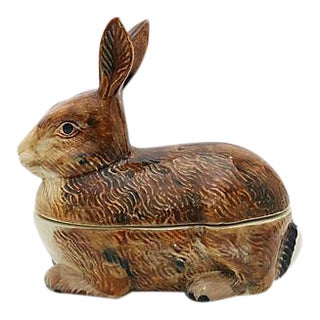 French Majolica Rabbit Pâté Tureen For Sale