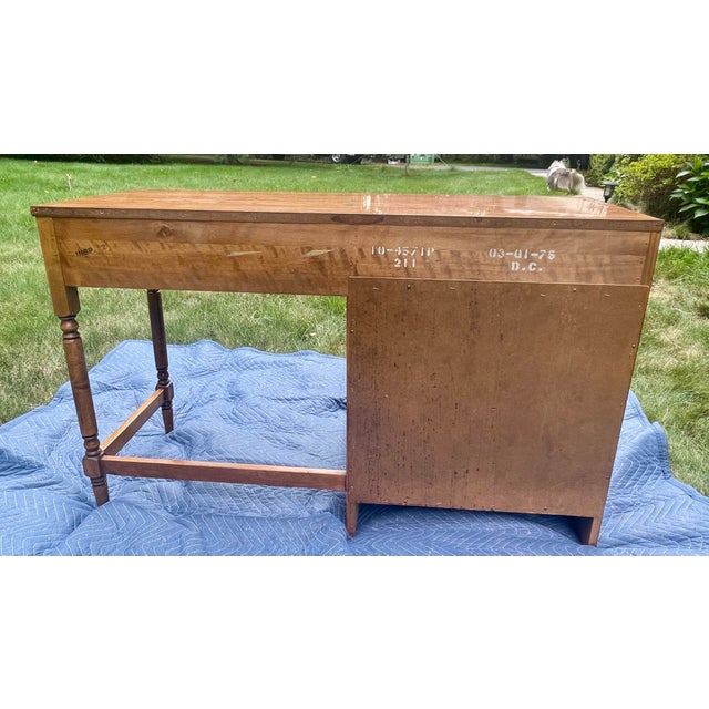 1970s 1970s Compact Solid Hardwood Writing Desk by Ethan Allen – Warm Minimalist Silhouette For Sale - Image 5 of 16