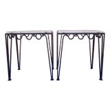 Pair of Iron & Marble 'Méandre' Side Tables by Walter Lamb, 1950s For Sale