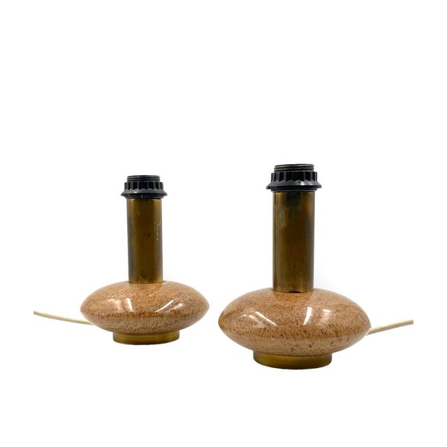 Hollywood Regency Pink Granite and Brass Table Lamps, Italy, 1970s, Set of 2 For Sale - Image 12 of 18