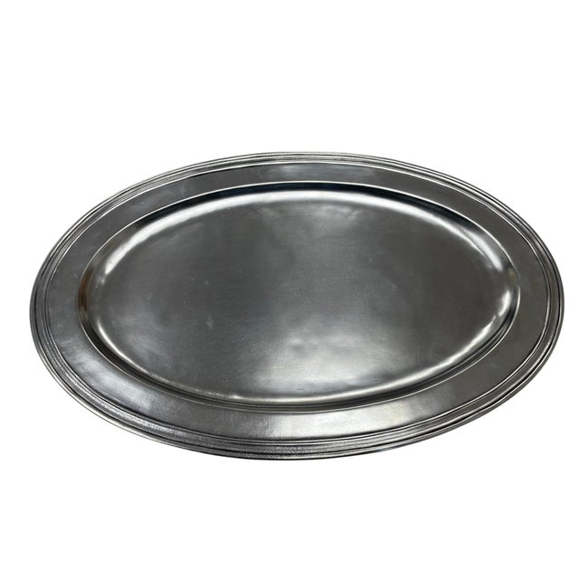 Contemporary Contemporary Match Pewter Oval Carving Platter With Insert For Sale - Image 3 of 6