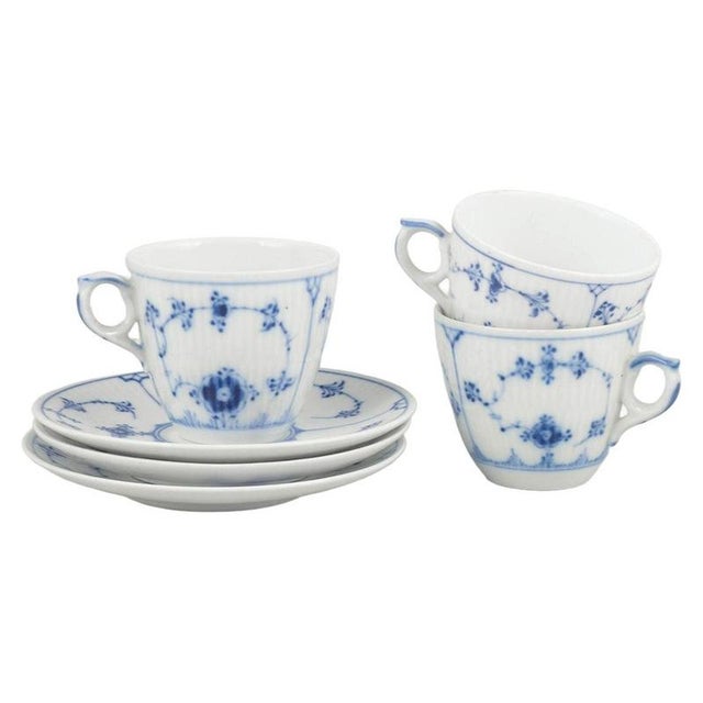 Ceramic Blue Fluted Plain Coffee Cups and Saucers from Royal Copenhagen, Early 20th Century, Set of 6 For Sale - Image 7 of 7
