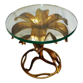 Hollywood Regency Lily Side Table 1970s by Arthur Court For Sale