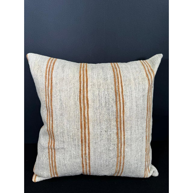 Turkish Hemp Pillow Cushion Natural Beige Yellow Cushion Cover 20x20 For Sale - Image 4 of 4