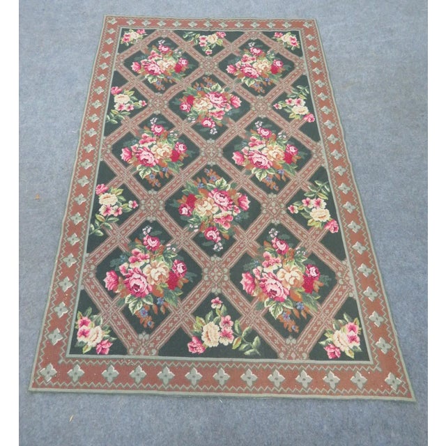 Early 20th Century Early 20th Century French Aubusson Roses Area Rug For Sale - Image 5 of 5