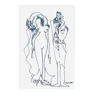 Abstract Drawing by Erik Sulander Ink on Paper, Signed, Unframed.