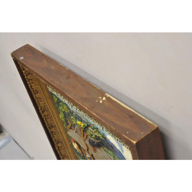 Brown Mid 20th Century Vintage Early Times Kentucky Bourbon Whiskey Plaster Replica Art Painting Plaque, Framed For Sale - Image 8 of 11