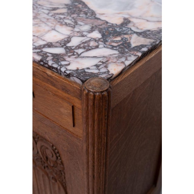 Brown Art Nouveau Nightstand in Oak with Marble Top, 1920s For Sale - Image 8 of 11
