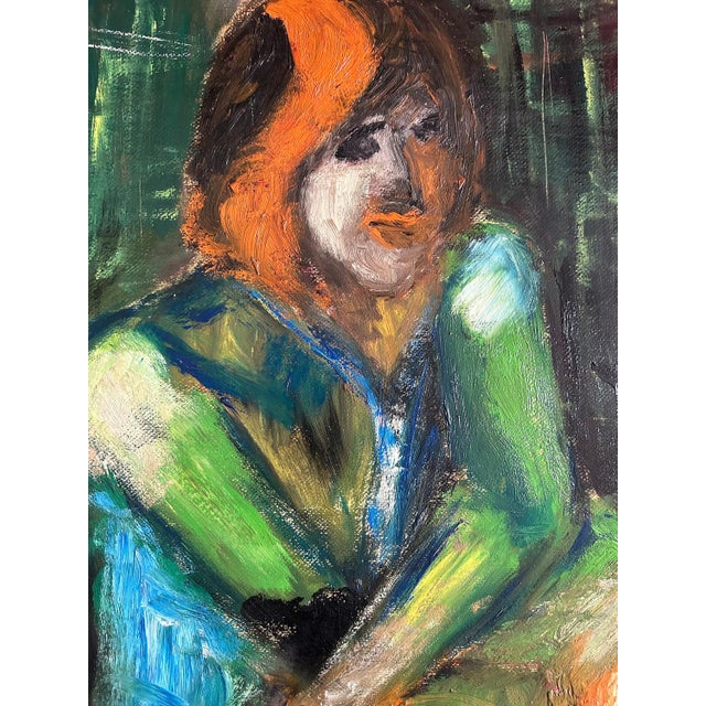 French Artist, Portrait of Red Haired Woman, 1940s, Oil on Canvas For Sale - Image 18 of 18