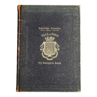 Unusual Paris France Presention Antique Leather Art Book Eugène Delacroix French Illustration Engraving For Sale