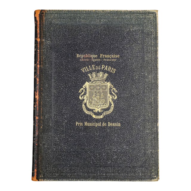 Unusual Paris France Presention Antique Leather Art Book Eugène Delacroix French Illustration Engraving For Sale