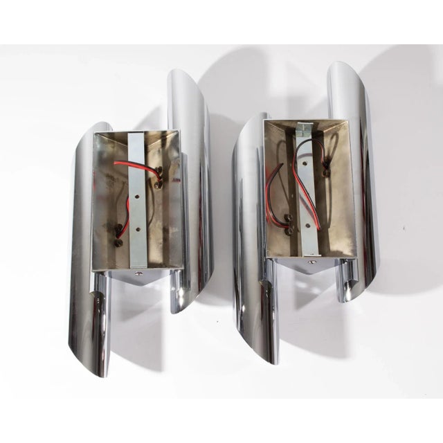 Late 20th Century Gianni Celada Fontana Arte Chrome Sconces For Sale - Image 5 of 5