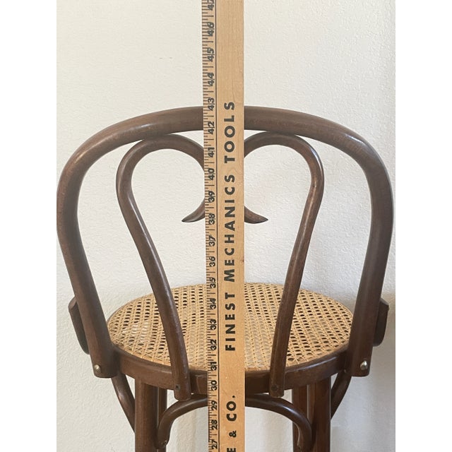 Early 20th Century Vintage Thonet Romanian Factory Bentwood Caned Bar Counter Stools - a Pair For Sale - Image 11 of 12