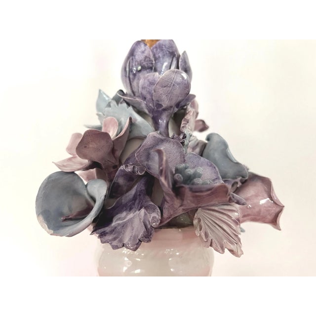Mid 20th Century Italian Capodimonte Bouquet Lamp & Shade For Sale - Image 16 of 18