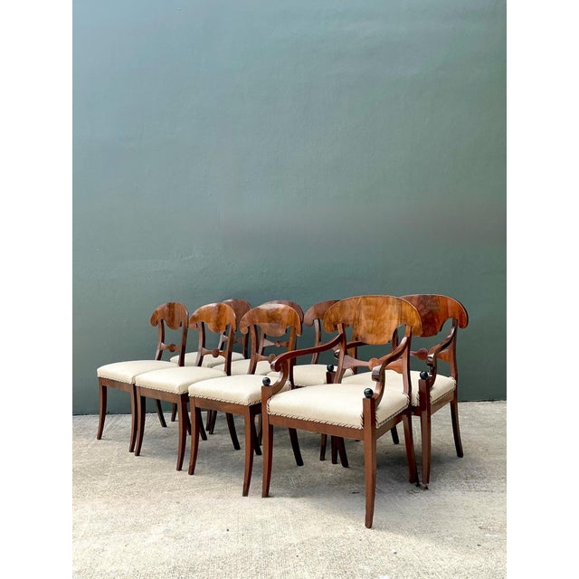 Neoclassical Vintage Biedermeier Flame Dining Chairs - Set of 8 For Sale - Image 3 of 17