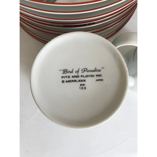 1980s 24 Pieces - 1980's Birds of Paradise Mug and Plate Set For Sale - Image 5 of 6