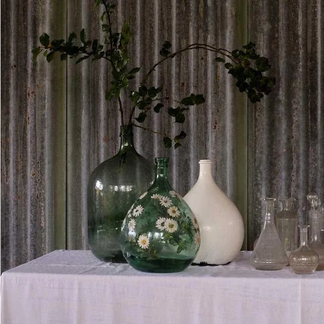 The collection includes the following pieces, left to right, all in cm: 1. Nineteenth century french green glass bottle –...