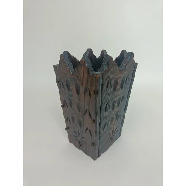 Wood Spanish Brutalist Umbrella Stand, 1970s For Sale - Image 7 of 7