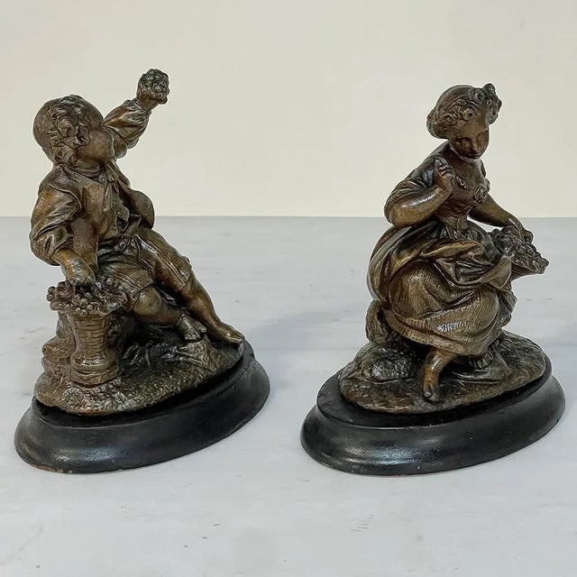 Late 19th Century 19th Century Petite Spelter Statues - Bookends - a Pair For Sale - Image 5 of 12