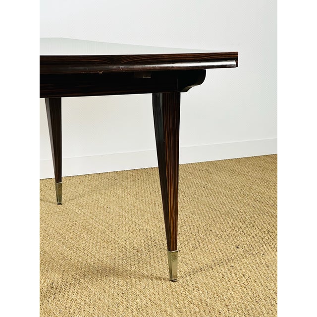 Black Art Deco Dining Table in Macassar Ebony with Extensions, France, 1940s For Sale - Image 8 of 18
