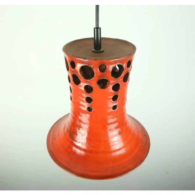 Mid-Century Pendant Light with Orange Ceramic Shade, 1970s For Sale - Image 6 of 11