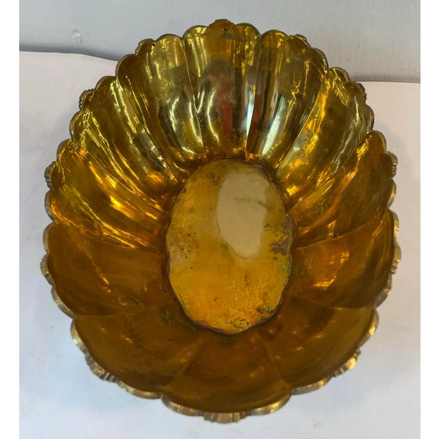 Brass Vintage Heavy Brass Footed Planter For Sale - Image 8 of 8
