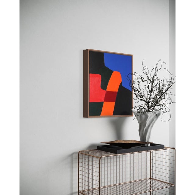This abstract canvas plays on the balance between strength and softness. Large geometric shapes with flowing contours meet...