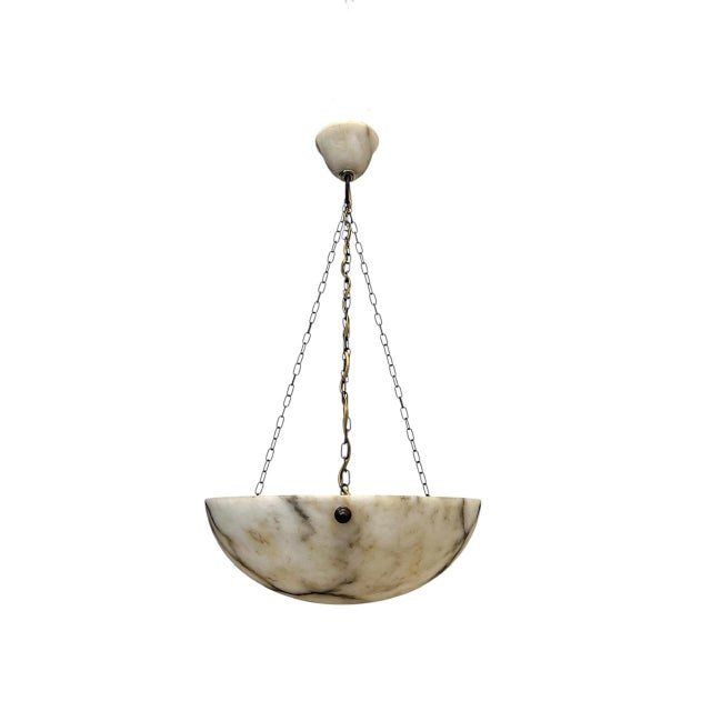 Art Deco Alabaster Bowl Pendant Lamp, 1920s For Sale - Image 12 of 13