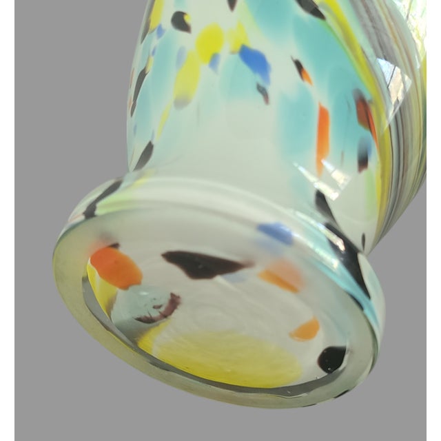 Alabaster Vintage Murano Attributed Multi-Color Art Glass Scalloped Edge Hand-Blown Vase For Sale - Image 8 of 9