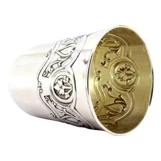 Silver Cup with Reliefs and Frieze Rim For Sale