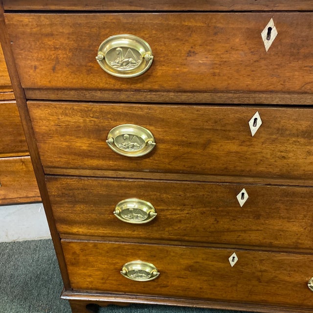 A very nice quality English bachelor 4 drawer chest in mahogany with bone escutcheons and original hardware c1830 , great...