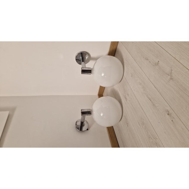 Wall Lamps with Spherical Opal Glass Diffusers by Franco Albini for Sirrah, 1970s, Set of 2 For Sale - Image 12 of 16