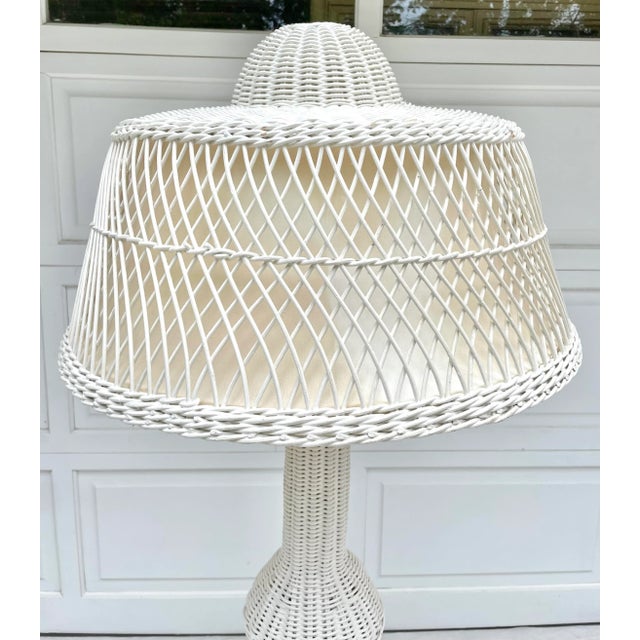 Antique Woven Wicker Floor Lamp For Sale - Image 4 of 13