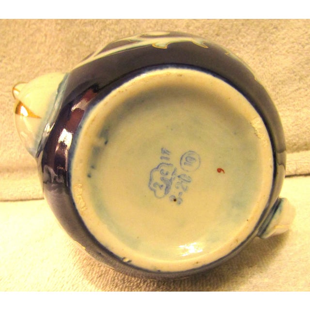 Blue 1940s Pahkta Porcelain Asian Cloud Floral 7 Piece Tea Set With Cups and Pitcher For Sale - Image 8 of 13