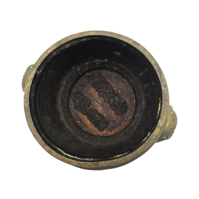 Antique Chinese Brass Censer With Phoenix Motif — Restored Cachepot Planter For Sale - Image 14 of 15