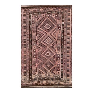 Vintage Large Kilim Rug in Rose, Brown and Blue, 7.9 X 13.7 Ft For Sale