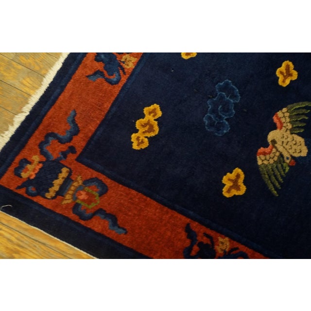 Early 20th Century 1920s Blue Navy Animal Antique Chinese Peking Rug 3'2" X 11'8" Hand Knotted Wool Carpet For Sale - Image 5 of 5