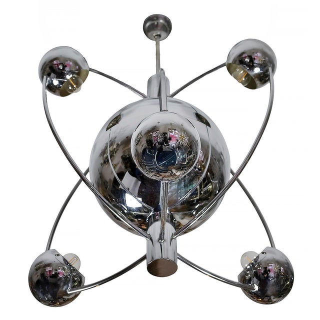 Reggiani Mid-Century Modern Space Age Italian Chrome Chandelier, 1960 For Sale - Image 4 of 7
