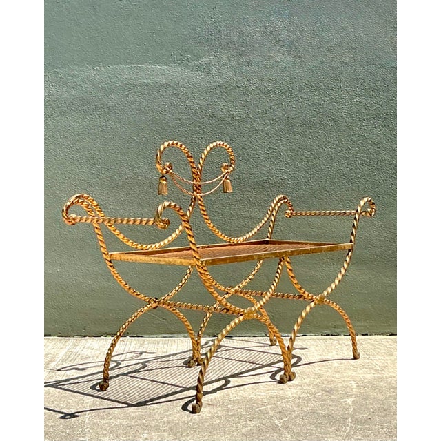 Vintage MCM Gilt Twist Wrought Iron Settee For Sale In West Palm - Image 6 of 6