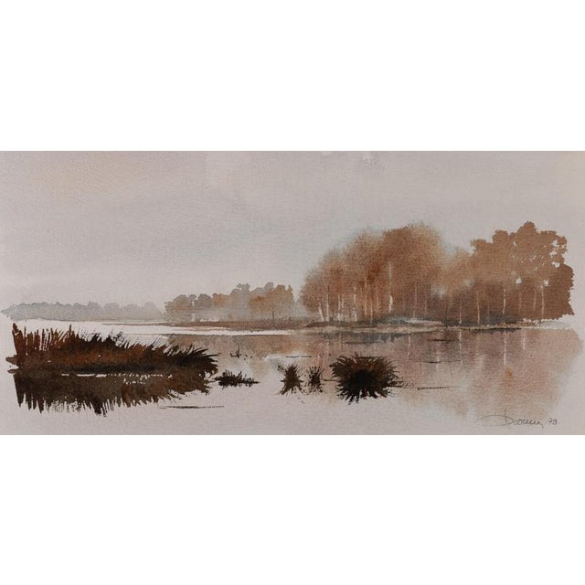 Jacques NOURY (1927-2021) By the Lake, 1979 Original watercolor Signed and dated in pencil On thin cardboard, 46 x 28 cm...