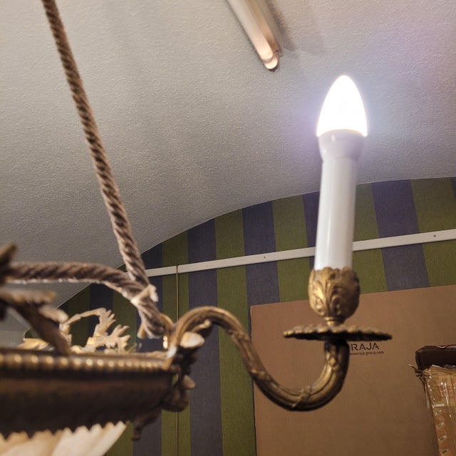 Early 20th Century Art Nouveau Ceiling Lam in Alabaster and Gilt Bronze, France, 1930s For Sale - Image 17 of 18