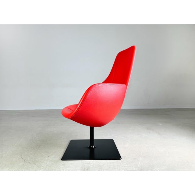 Moroso Moroso Swivel Leather Armchair in Red from Patricia Urquiola For Sale - Image 4 of 11