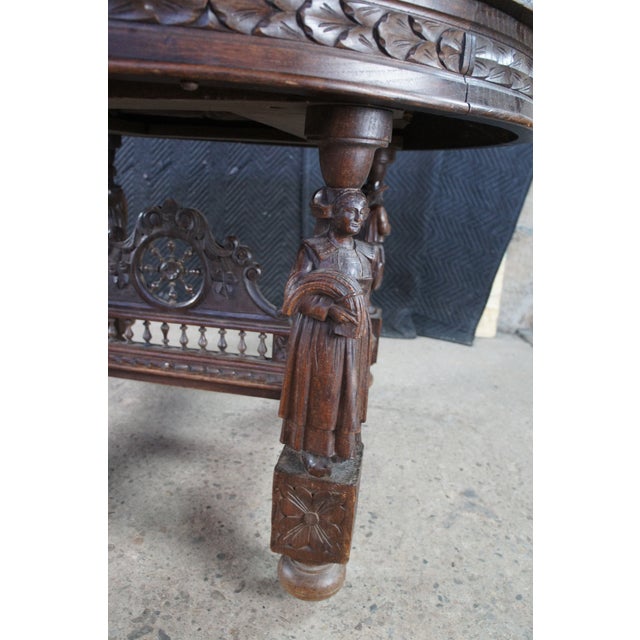 Antique French Breton Brittany Maritime Figural Carved Chestnut Dining Table For Sale - Image 15 of 16
