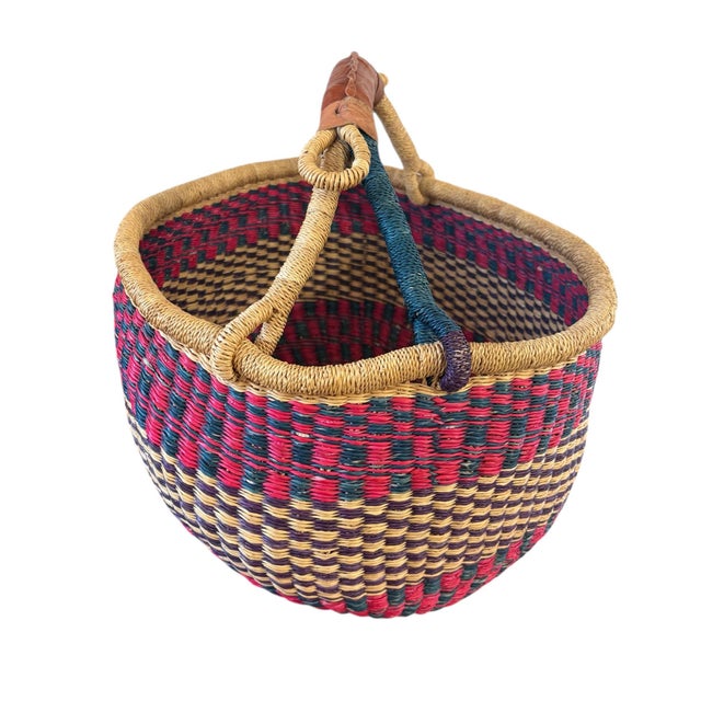 African Ghana Bolga market basket, these traditional baskets come from the Bolga tanga region of Northern Ghana, where...