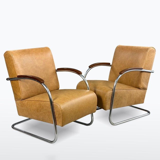 Bauhaus Chrome and Leather Armchairs from Mücke-Melder, 1930s, Set of 2 For Sale - Image 9 of 9