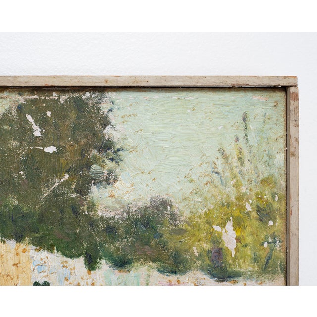 Wood Mid-Century Impressionist Summer Garden Oil Canvas Painting For Sale - Image 7 of 18