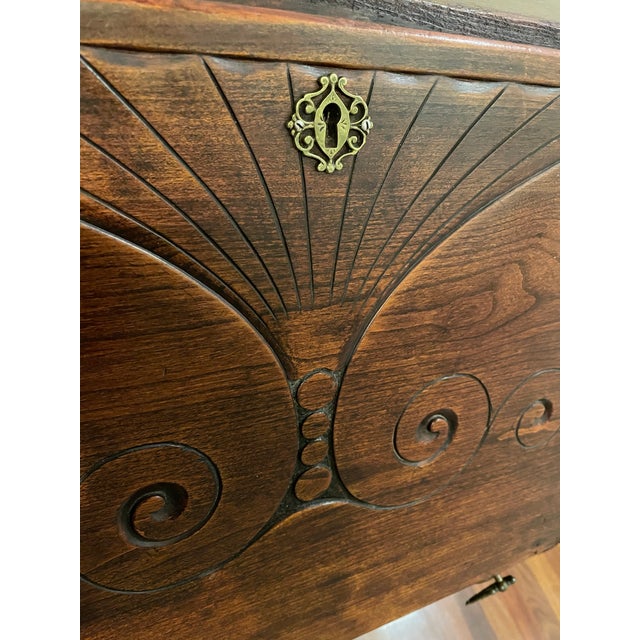 Antique 1890s French-Style Secretary Desk With Carved Cabriole Legs Details For Sale - Image 11 of 12