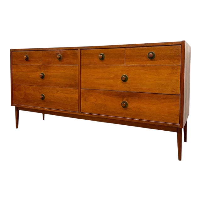 1970s Mid-Century Modern Dresser Attributed to John Van Koert for Drexel - 8-Drawer Lowboy For Sale
