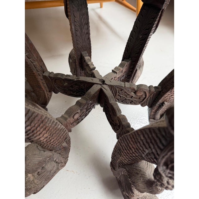 Indian Carved Hardwood Revolving Table For Sale - Image 5 of 8